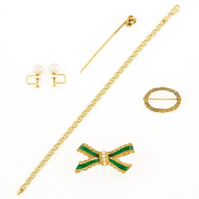 Lot 1138 - Group of Gold and Gilt-Metal Jewelry