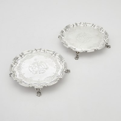 Lot 157 - Pair of George II Sterling Silver Waiters from the Earl of Warrington Service