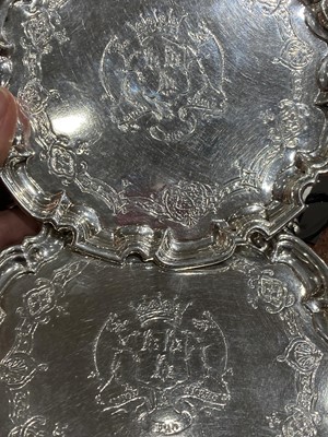 Lot 157 - Pair of George II Sterling Silver Waiters from the Earl of Warrington Service
