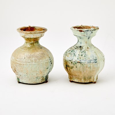 Lot 510 - A Pair of Chinese Green Glazed Pottery Jars