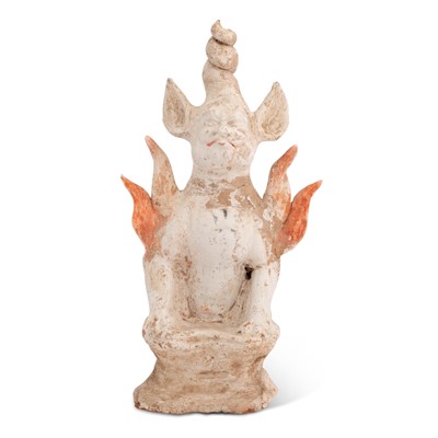 Lot 107 - A Chinese Polychromed Pottery Model of an Earth Spirit