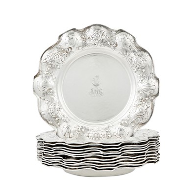 Lot 149 - Set of Twelve Gorham Martele Sterling Silver Terrapin Soup Plates