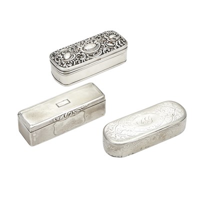 Lot 148 - Three English Sterling Silver Snuff Boxes