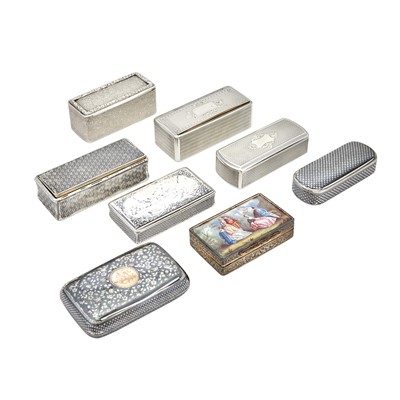 Lot 151 - Group of Eight French Silver Snuff Boxes