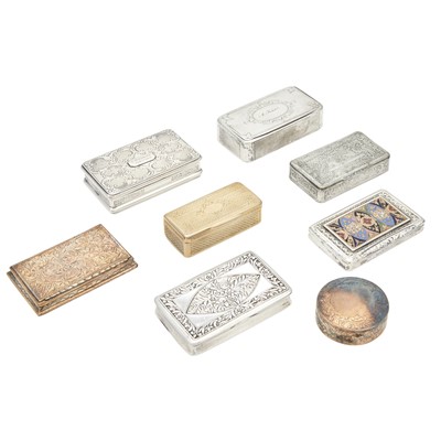 Lot 153 - Group of Eight Austrian Silver Snuff Boxes