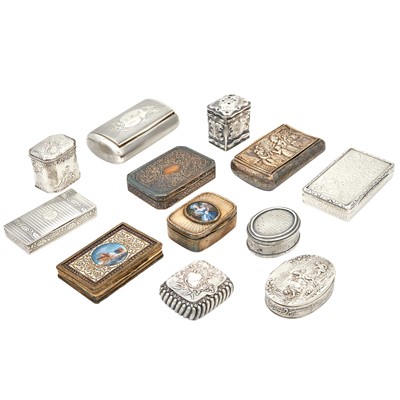 Lot 150 - Group of Twelve Continental Silver Snuff Boxes