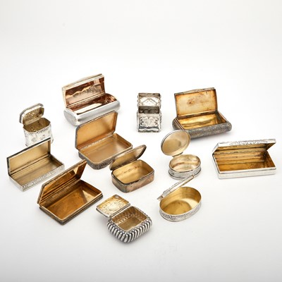 Lot 150 - Group of Twelve Continental Silver Snuff Boxes