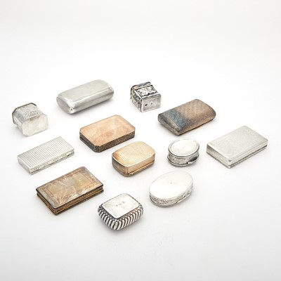 Lot 150 - Group of Twelve Continental Silver Snuff Boxes