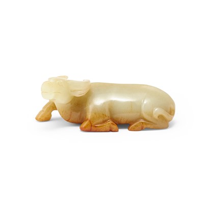 Lot 496 - A Chinese Yellow Jade Carving of Buffalo