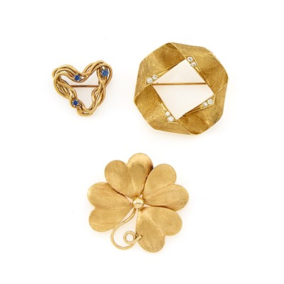 Lot 1222 - Three Gold Pins