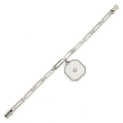 Lot 1168 - Platinum and Diamond Charm Bracelet