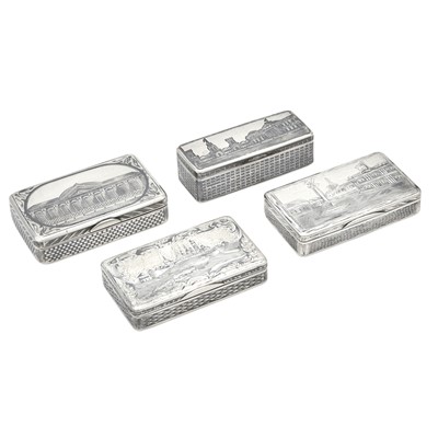 Lot 233 - Group of Four Russian Silver and Niello Snuff Boxes