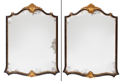 Lot 251 - Pair of Continental Gilt and Painted Wood Mirrors
