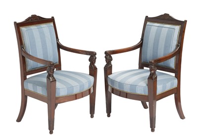 Lot 245 - Pair of Empire Mahogany Fauteuils