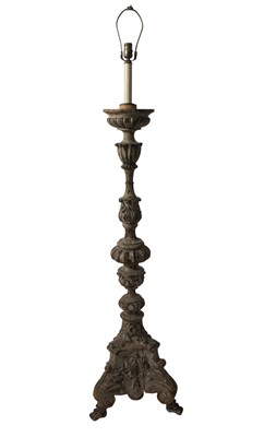 Lot 235 - Renaissance Style Painted Wood Standing Candelabrum