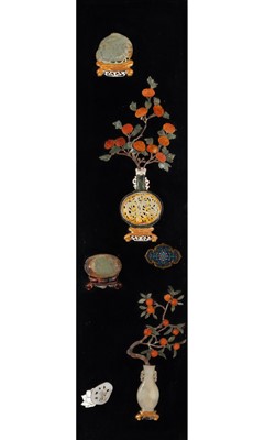 Lot 595 - A Chinese Jade Inset Wall Plaque