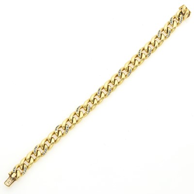 Lot 1004 - Gold and Diamond Curb Link Bracelet