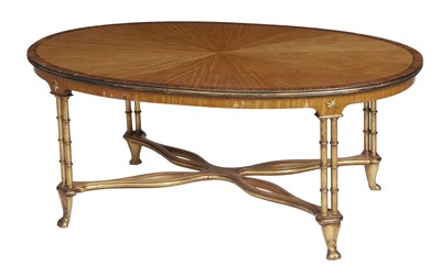 Lot 301 - Regency Style Oval Low Table with Gilt Metal Columns