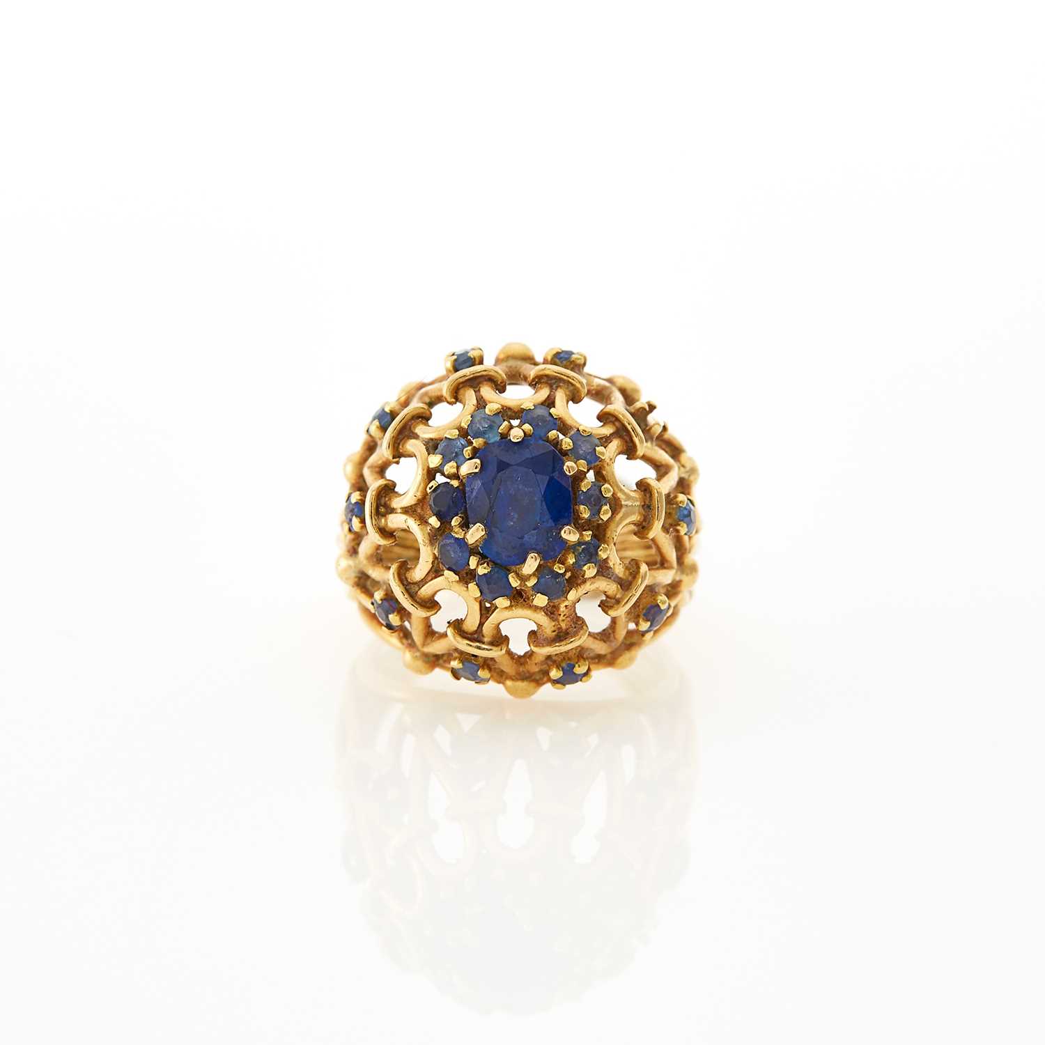 Lot 1070 - Gold and Sapphire Dome Ring
