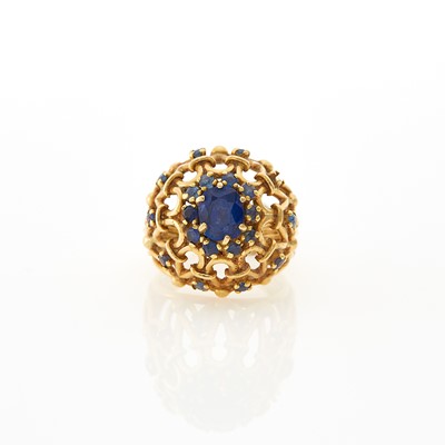 Lot 1070 - Gold and Sapphire Dome Ring