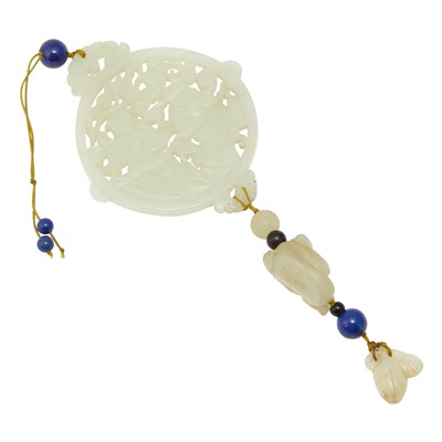 Lot 458 - A Large Chinese White Jade Pendant