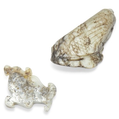 Lot 17 - Two Mottled Jade Carvings