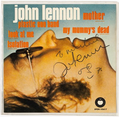 Lot 46 - A rare EP sleeve inscribed by John Lennon