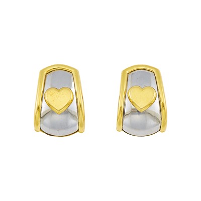 Lot 2017 - Pair of Two-Color Gold Heart Earclips