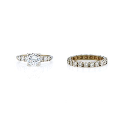 Lot 2091 - Platinum and Diamond Ring and Band Ring