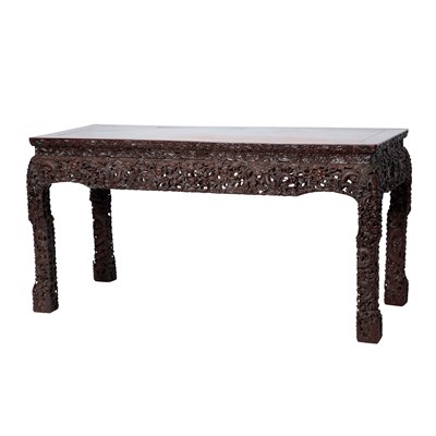 Lot 382 - A Chinese Carved Hardwood Table