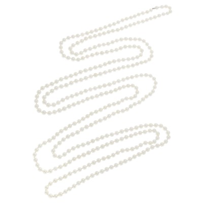 Lot 1190 - Long Cultured Pearl Necklace with White Gold Concealed Clasp