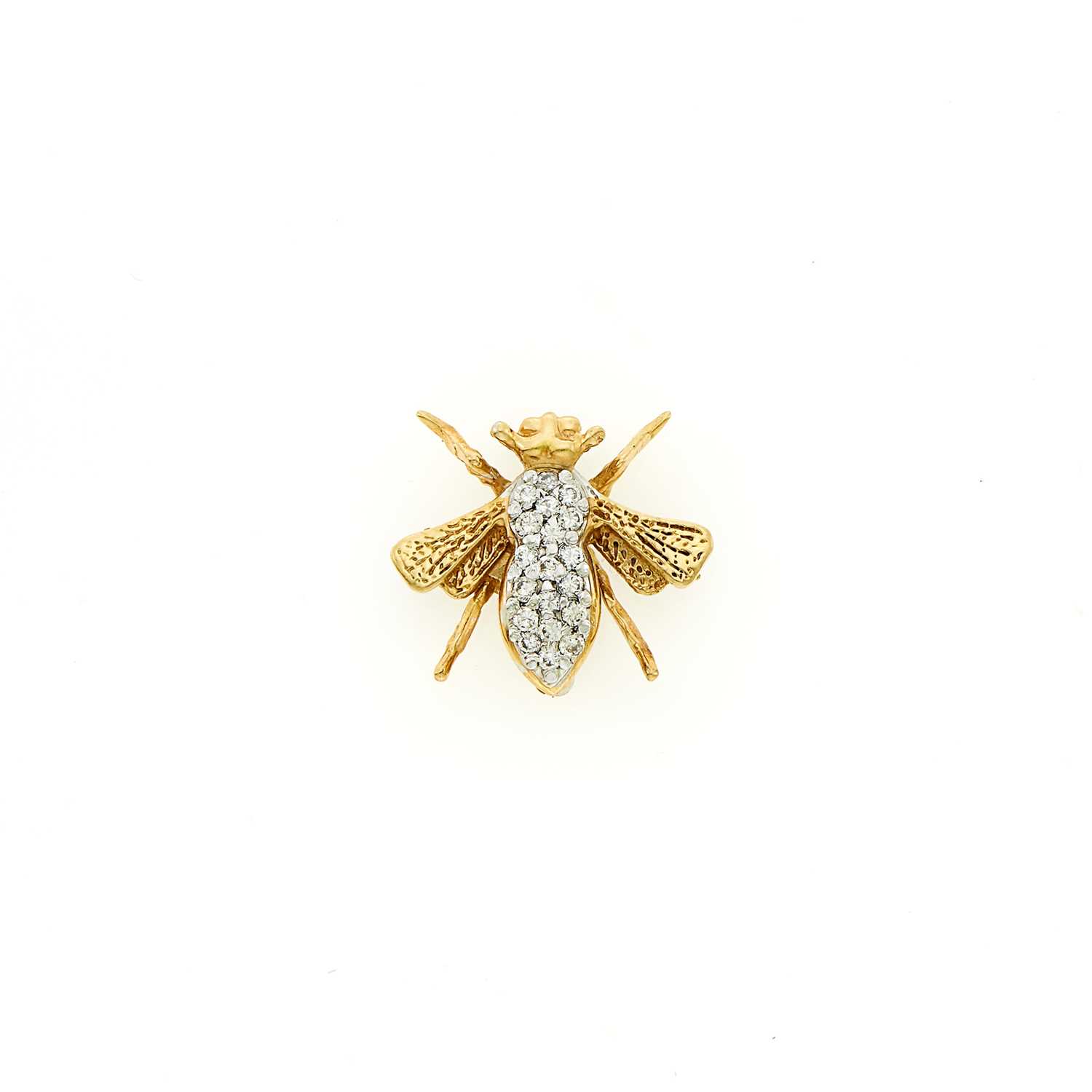 Lot 1068 - Two-Color Gold and Diamond Bee Pin