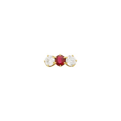 Lot 52 - Anitque Gold, Ruby and Diamond Ring