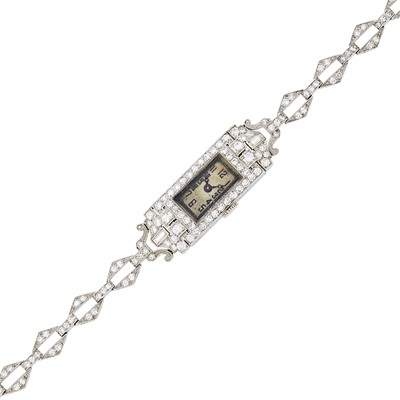Lot 2089 - Platinum and Diamond Wristwatch