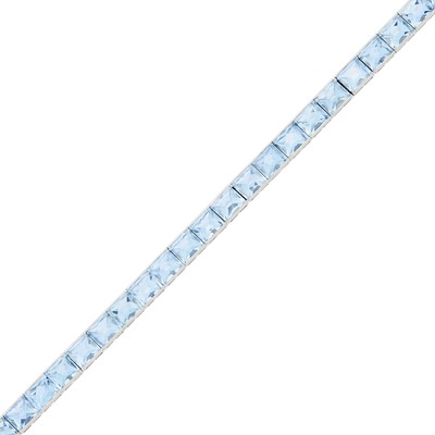 Lot 149 - Platinum and Aquamarine Straightline Bracelet