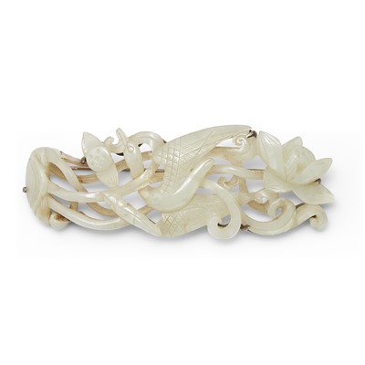 Lot 464 - A Chinese Celadon Jade Plaque