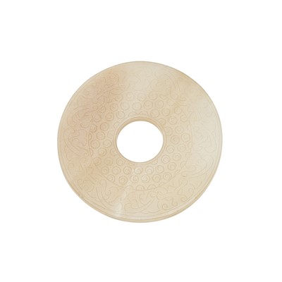 Lot 483 - A Chinese White Jade Bi