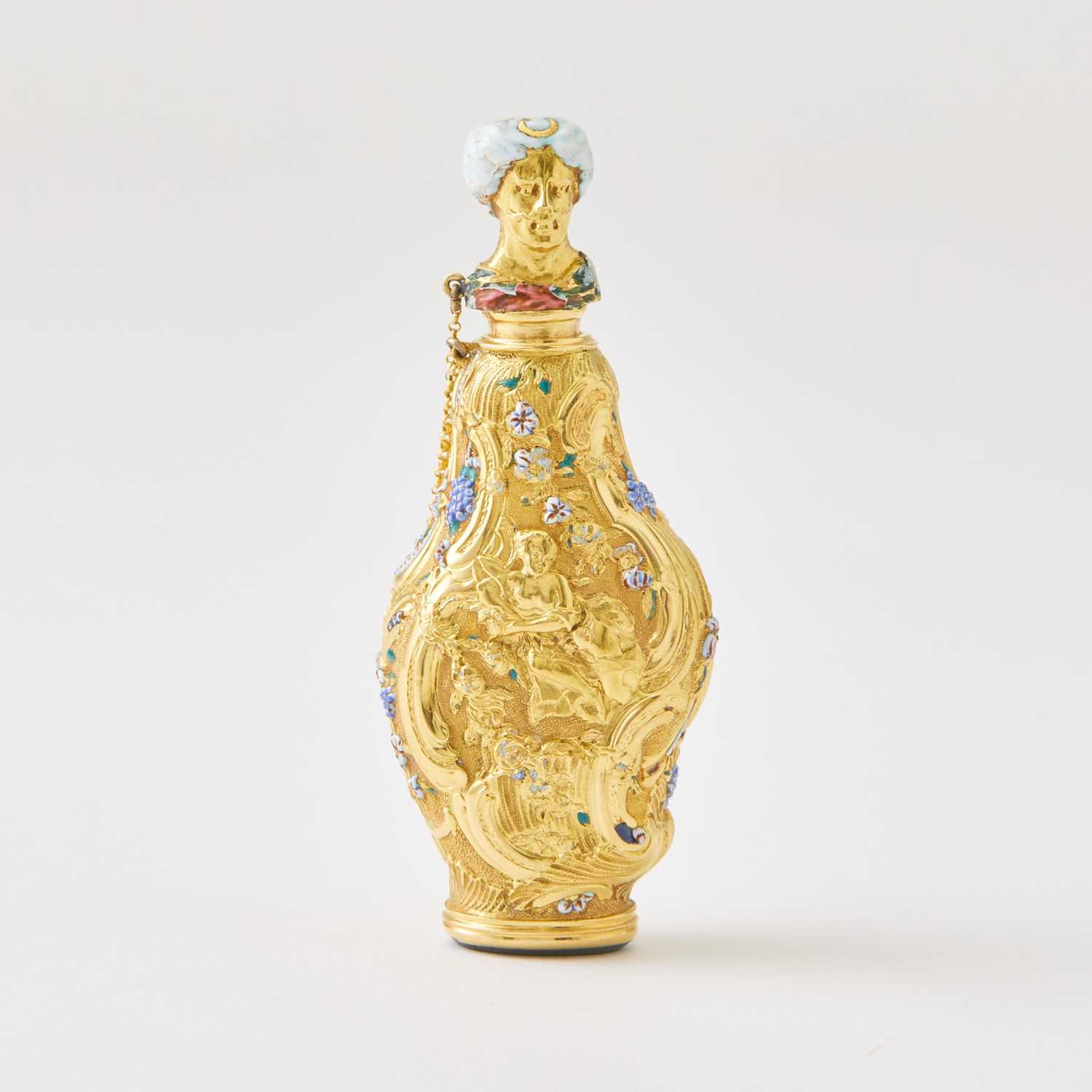 Lot 175 - Continental Gold, Enamel and Hardstone Scent Flask