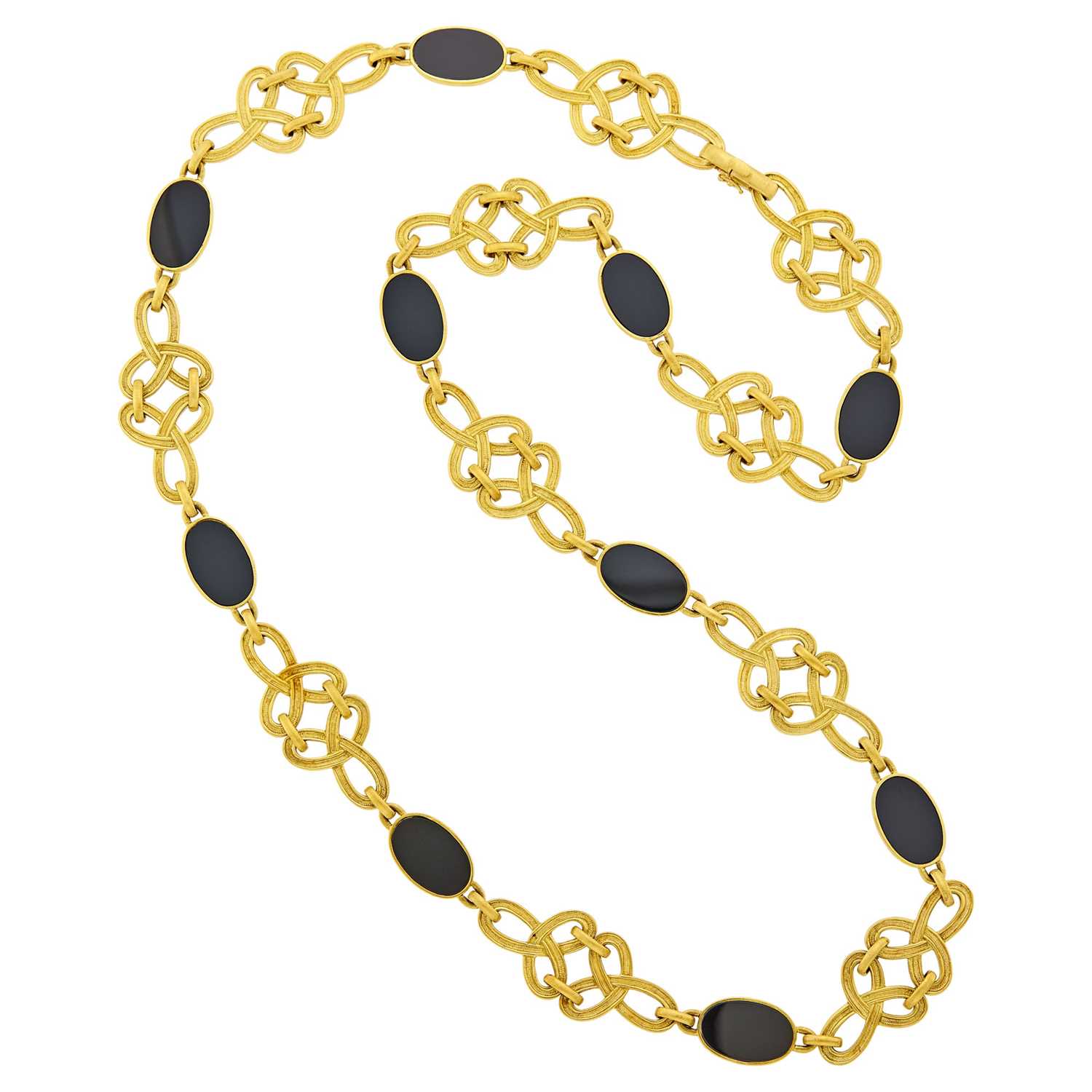 Lot 64 - Buccellati Long Gold and Black Onyx Chain Necklace