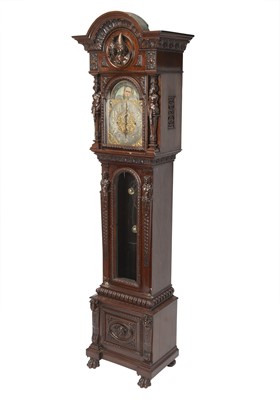 Lot 505 - Tiffany & Co. Renaissance Style Carved Oak Tall Case Clock