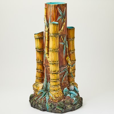 Lot 512 - Royal Worcester Majolica Bamboo-Themed Umbrella Stand or Walking Stick Holder