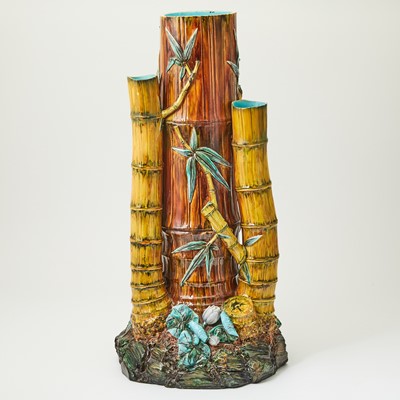 Lot 512 - Royal Worcester Majolica Bamboo-Themed Umbrella Stand or Walking Stick Holder