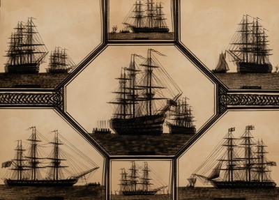 Lot 535 - Reverse Painting on Glass Depicting Nelson's H.M.S. Victory and Other Ships