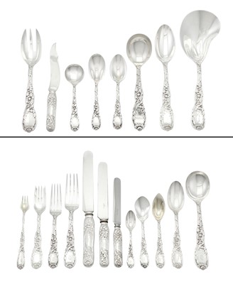 Lot 284 - Tiffany & Co. Sterling Silver "Chrysanthemum" Pattern Flatware Service
