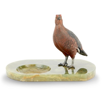 Lot 516 - Austrian Cold-Painted Bronze and Green Onyx Animalier Vide Poche