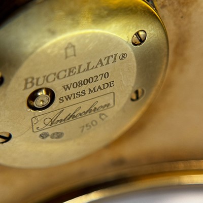 Lot 26 - Buccellati Gold, Mother-of-Pearl and Diamond 'Anthochron Dahlia' Cuff Bracelet-Watch, Ref. W0800270