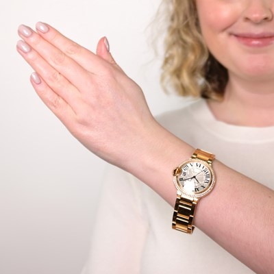 Lot 76 - Cartier Rose Gold and Diamond 'Ballon Bleu' Wristwatch, Ref. WE900423