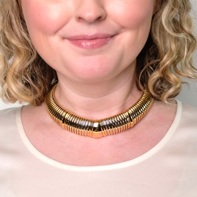 Lot 78 - Cartier Two-Color Gold Snake Link Necklace