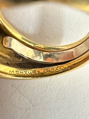 Lot 257 - Monture Cartier Gold, Platinum, Sapphire and Diamond Ring