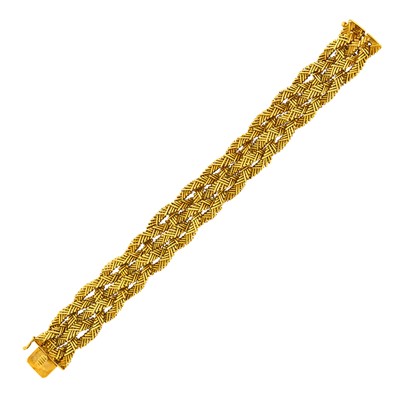 Lot 1157 - Bulgari Four Strand Woven Gold Bracelet